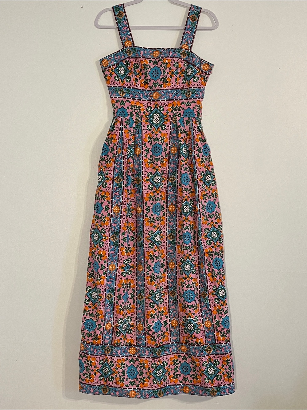 Floral Print Pink Maxi Sundress with Wide Straps